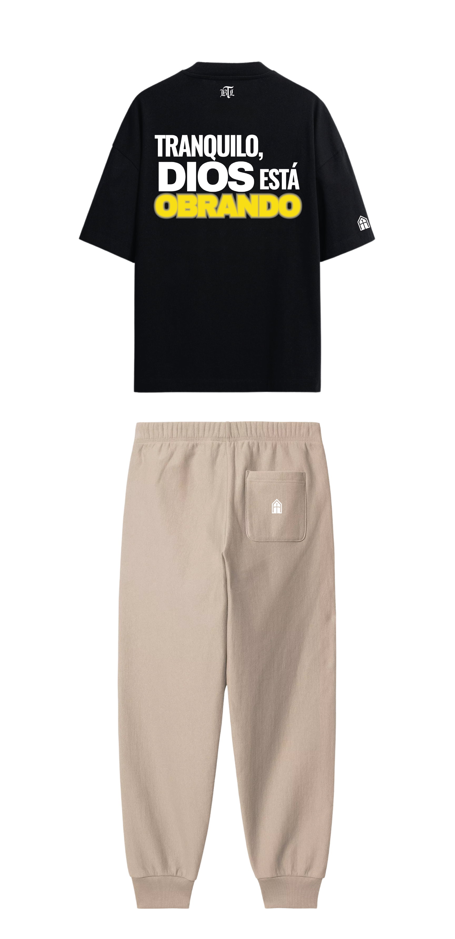 CONJUNTO BEIGE/NEGRO DIOS ESTÁ OBRANDO