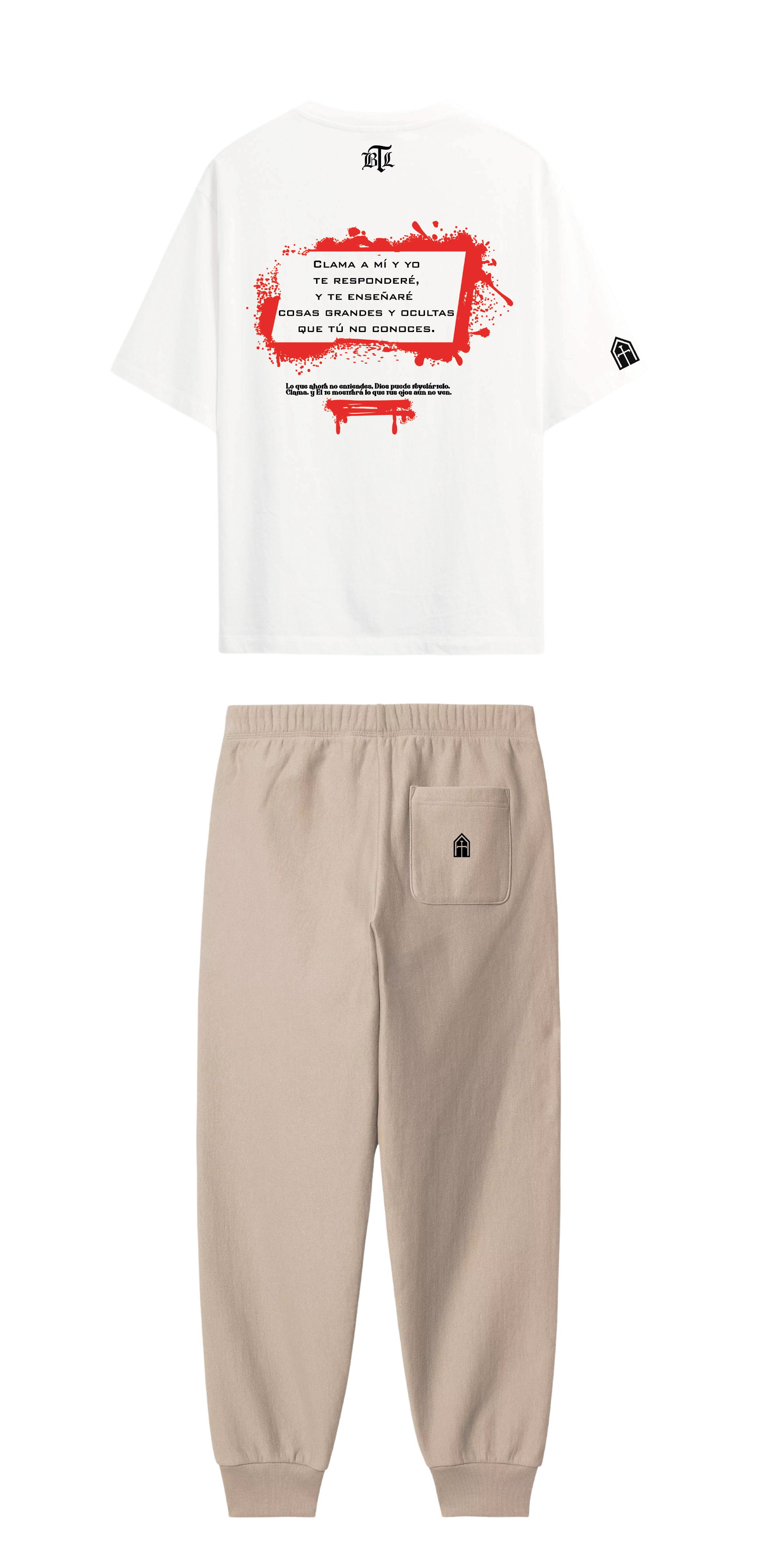 CONJUNTO BEIGE/BLANCO CLAMA A MI