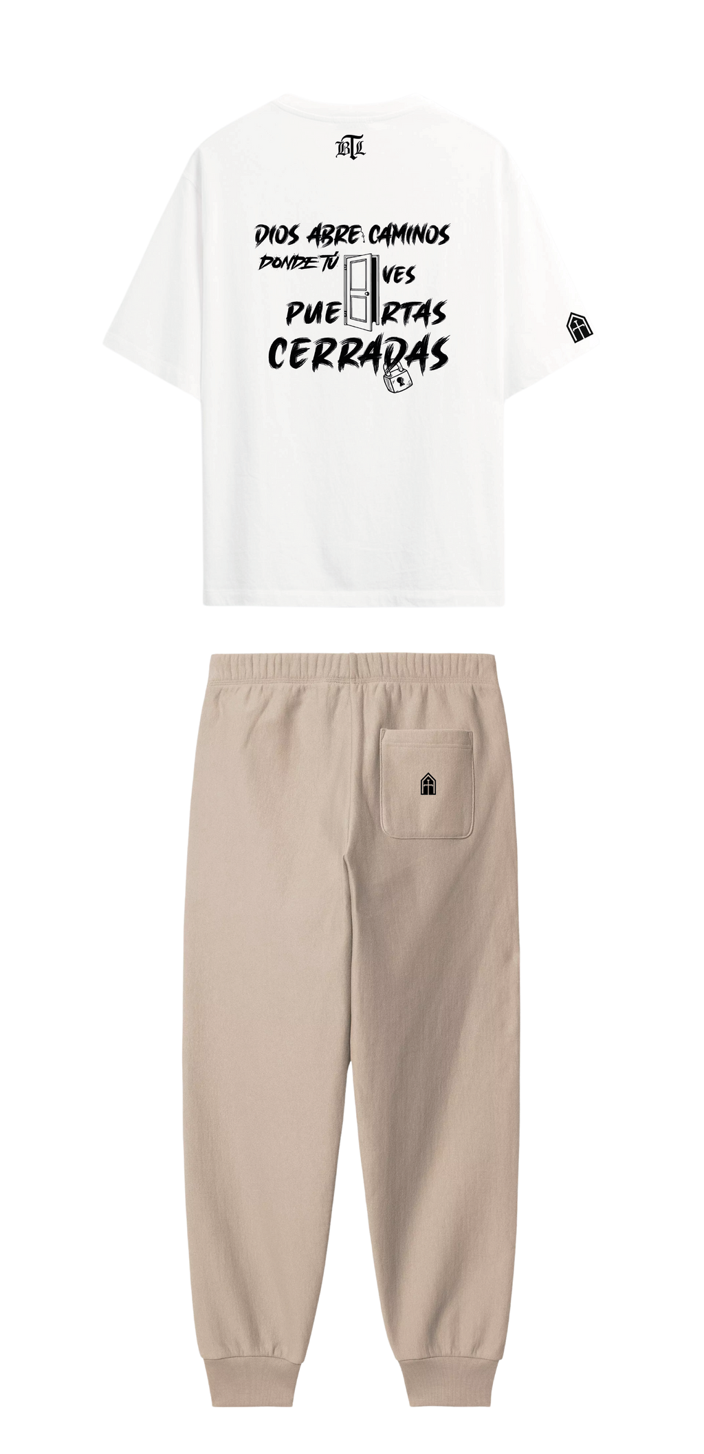 CONJUNTO BEIGE/BLANCO DIOS ABRE CAMINOS