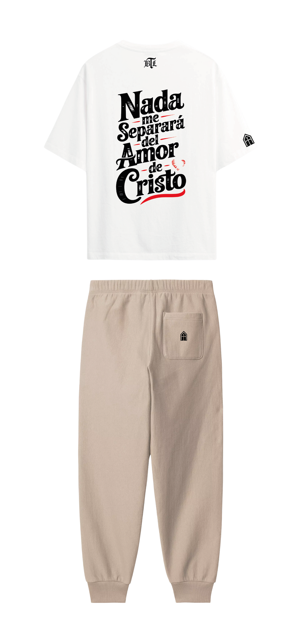 CONJUNTO BEIGE/BLANCO NADA ME SEPARARÁ DE CRISTO