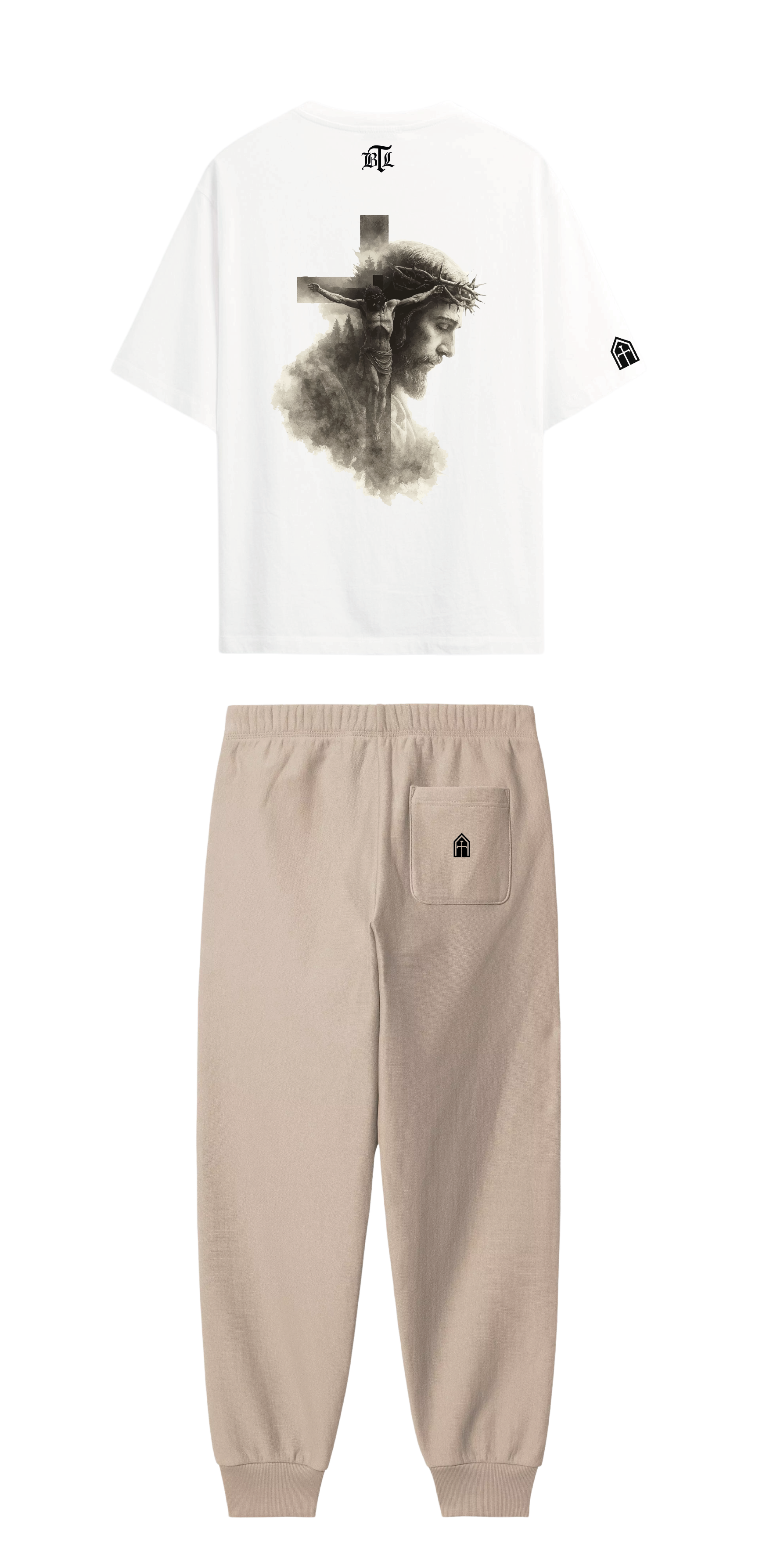 CONJUNTO BEIGE/BLANCO JESÚS