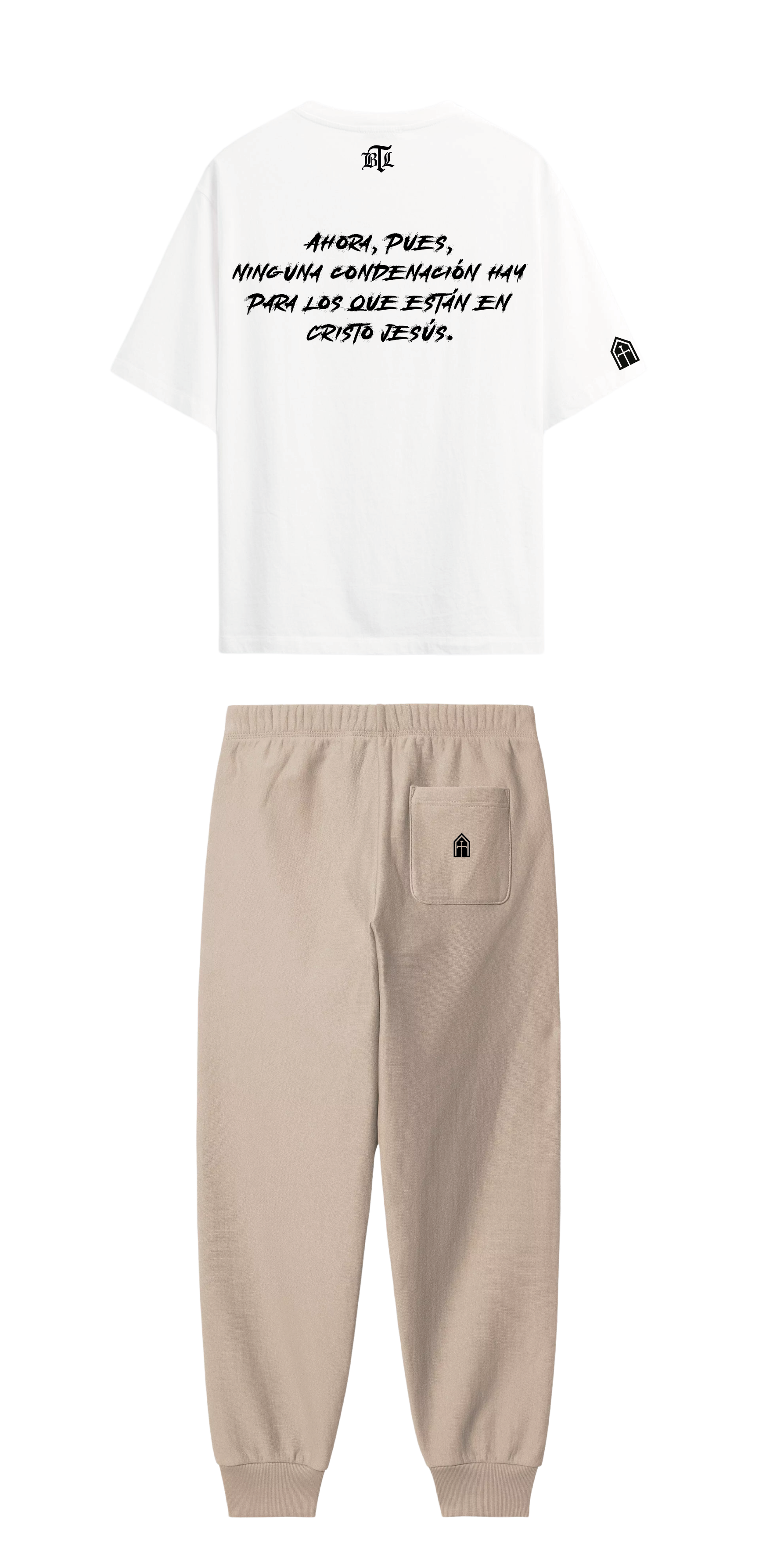 CONJUNTO BEIGE/BLANCO CRISTO JESÚS