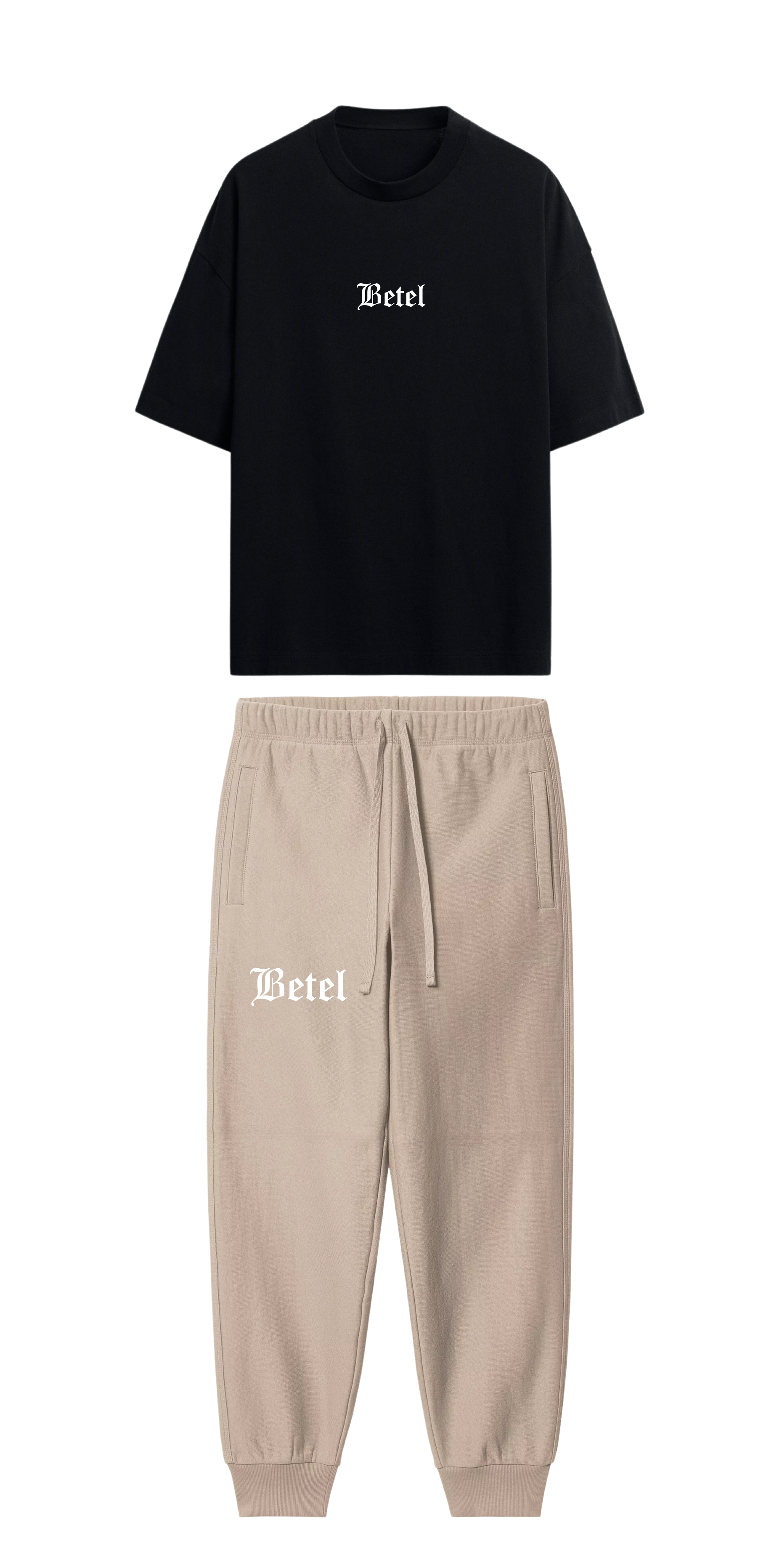 CONJUNTO  BEIGE/NEGRO JESÚS PARA SIEMPRE