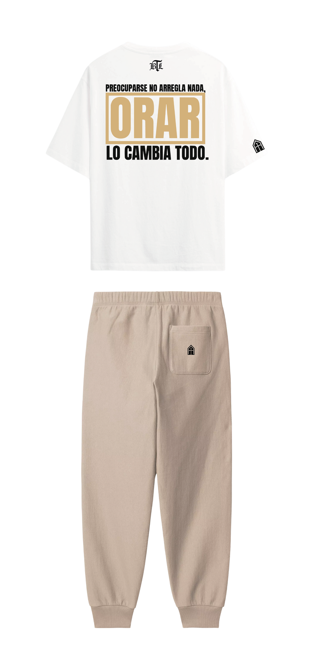 CONJUNTO BEIGE/BLANCO ORAR