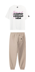 CONJUNTO BEIGE/BLANCO JESÚS ES EL CAMINO