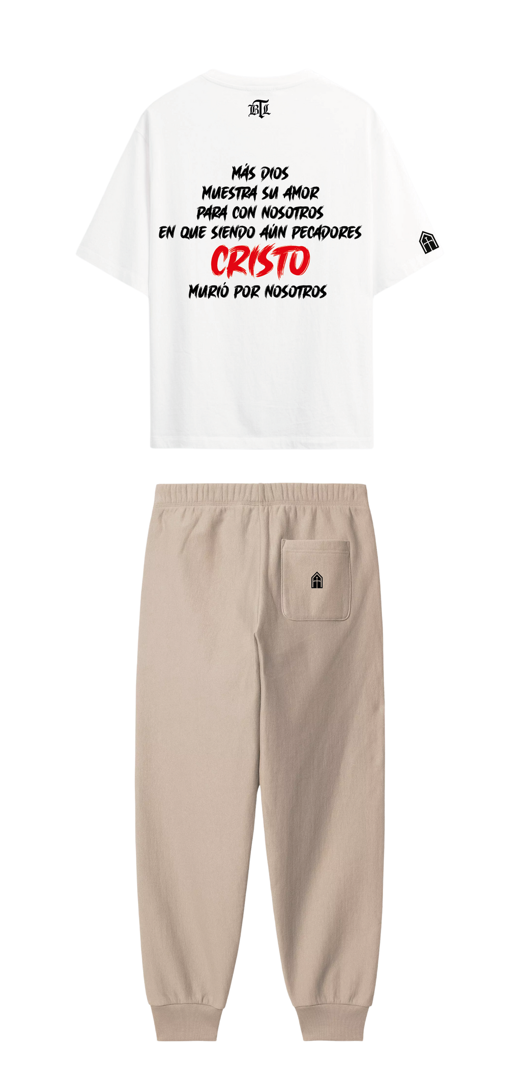 CONJUNTO BEIGE/BLANCO CRISTO