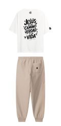 CONJUNTO BEIGE/BLANCO JESÚS ES EL CAMINO