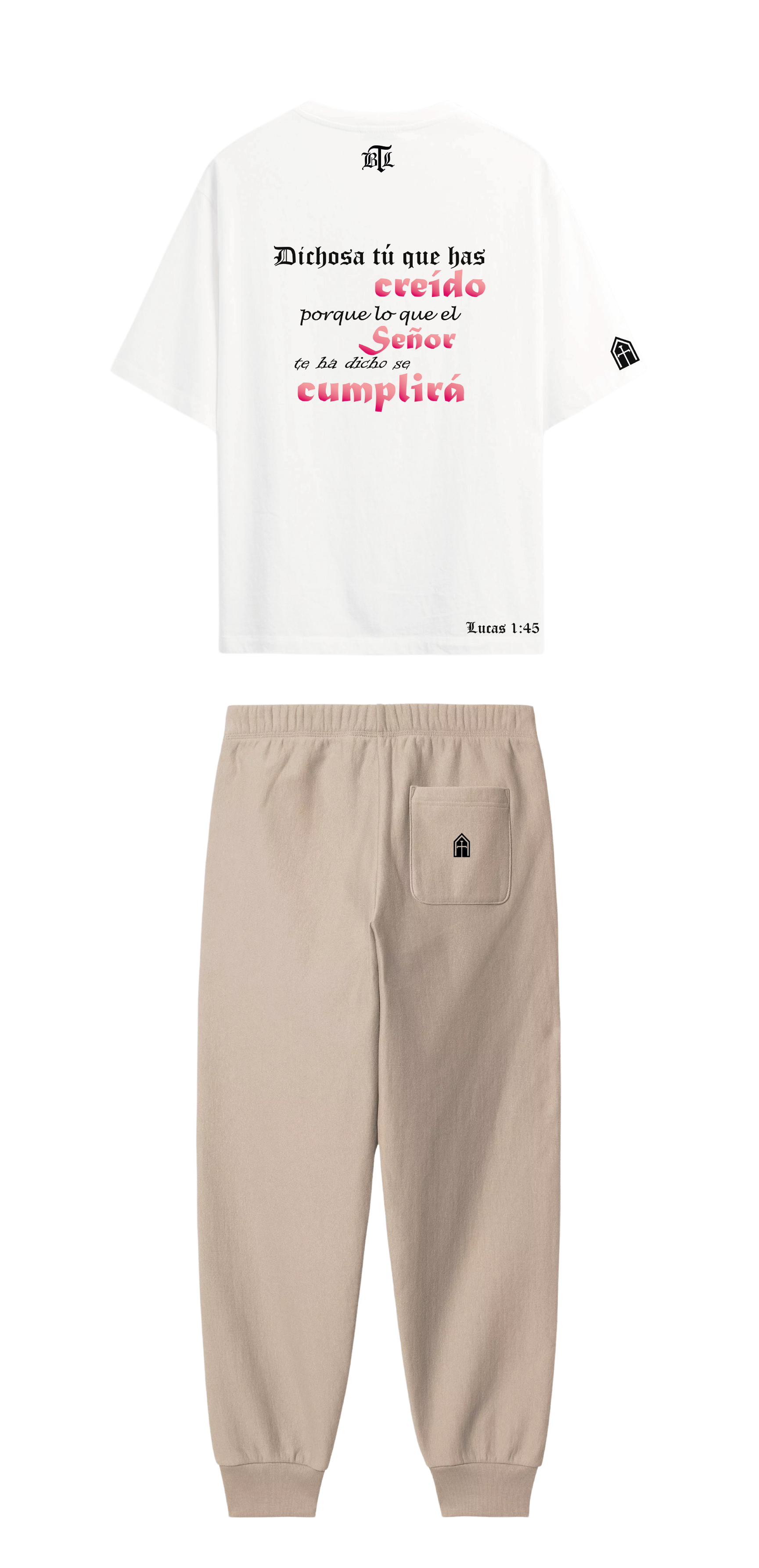 CONJUNTO BEIGE/BLANCO DICHOSA