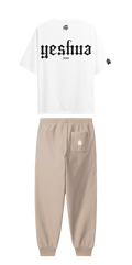 CONJUNTO  BEIGE/BLANCO YESHUA